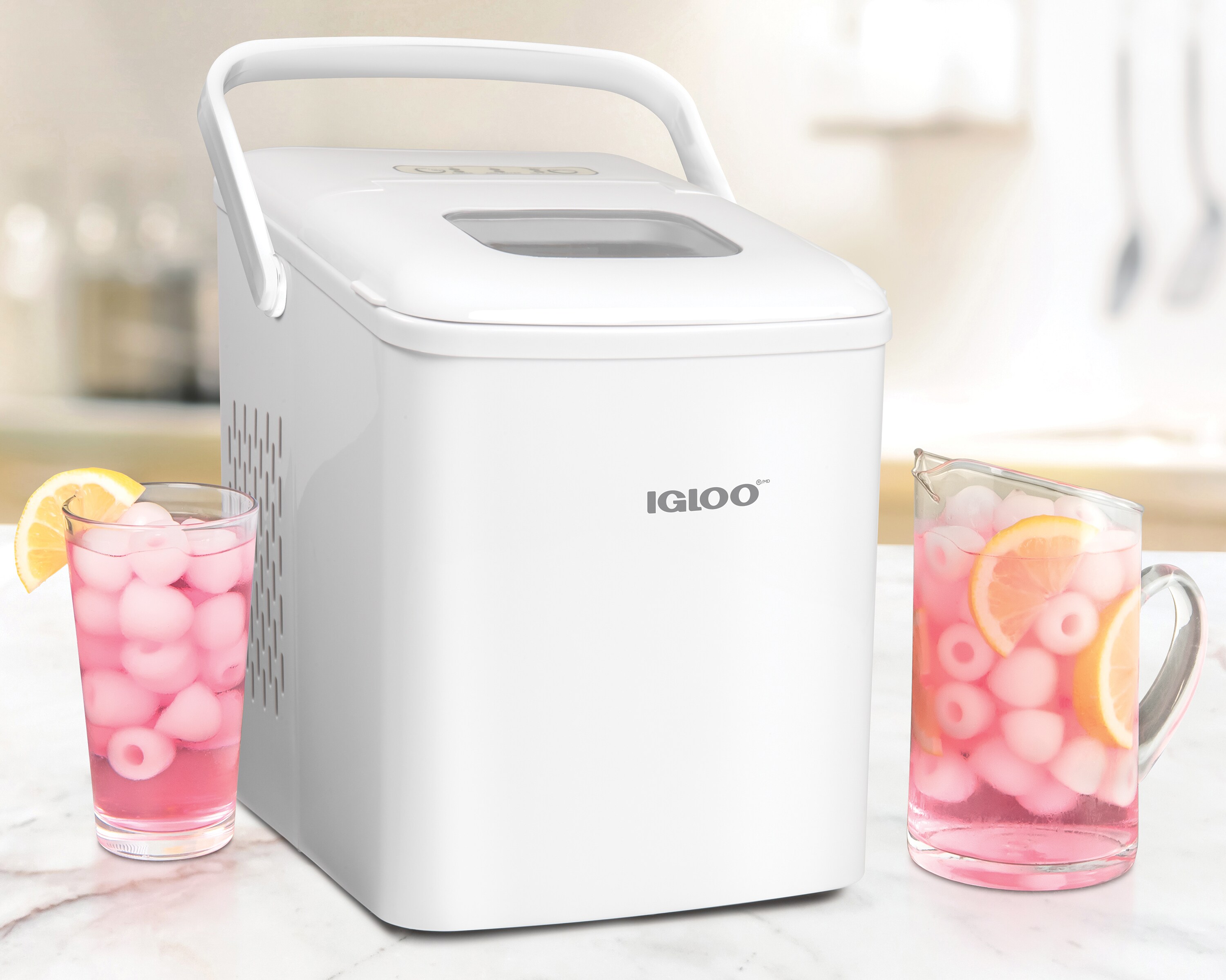 Igloo 26lb. Self-Cleaning Portable Ice Maker with Handle, White